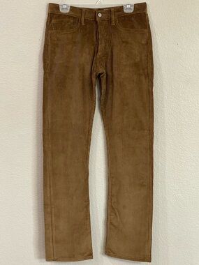 Gustin Men's Brown Corduroy Pants - Classic Straight Fit Size 33x33